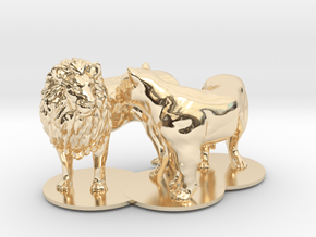 African Lion & Lioness in 14K Yellow Gold