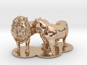 African Lion & Lioness in 14k Rose Gold Plated Brass