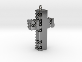 Matrix Crucifix Pendant in Polished Silver