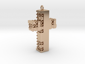 Matrix Crucifix Pendant in 14k Rose Gold