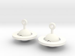 Saturn - Rotating Earrings (realistic scale) in White Processed Versatile Plastic