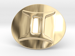 Gemini Belt Buckle in 14k Gold Plated Brass