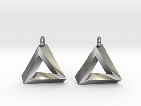 Penrose Triangle - Earrings (17mm) in Natural Silver