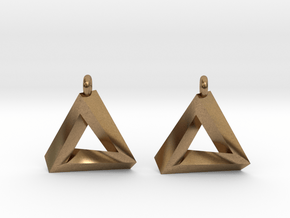 Penrose Triangle - Earrings (17mm) in Natural Brass