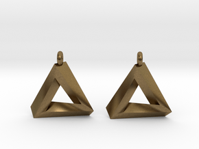 Penrose Triangle - Earrings (17mm) in Natural Bronze