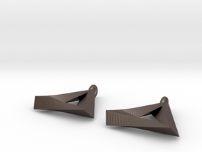 Penrose Triangle - Earrings (17mm | 2x mirrored) in Polished Bronzed Silver Steel