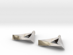 Penrose Triangle - Earrings (17mm | 2x mirrored) in Rhodium Plated Brass