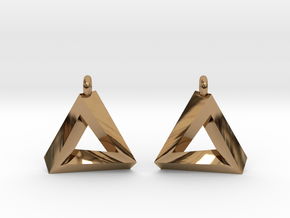 Penrose Triangle - Earrings (17mm | 1x mirrored) in Polished Brass