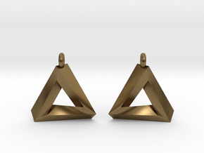 Penrose Triangle - Earrings (17mm | 1x mirrored) in Natural Bronze