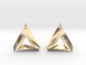 Penrose Triangle - Earrings (17mm | 1x mirrored) in 14k Gold Plated Brass
