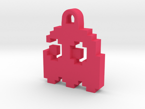 Pac Man Ghost 8-bit Earring 2 (looks left) in Pink Processed Versatile Plastic