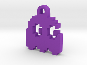 Pac Man Ghost 8-bit Earring 2 (looks right) in Purple Processed Versatile Plastic