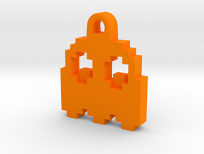 Pac Man Ghost 8-bit Earring 2 (looks down) in Orange Processed Versatile Plastic
