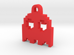 Pac Man Ghost 8-bit Earring 2 (looks up | moving) in Red Processed Versatile Plastic