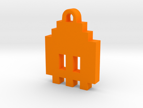 Pac Man Ghost 8-bit Earring 1 (looks down) in Orange Processed Versatile Plastic
