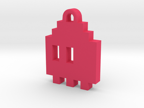 Pac Man Ghost 8-bit Earring 1 (looks L/R) in Pink Processed Versatile Plastic