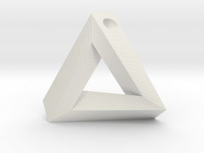 Penrose Triangle - Pendant (3.5cm | 3mm hole) in White Natural Versatile Plastic