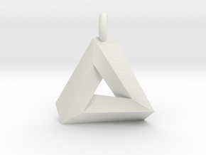 Penrose Triangle - Pendant (3cm | 3.5mm O-Ring) in White Natural Versatile Plastic