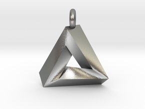 Penrose Triangle - Pendant (3cm | 3.5mm O-Ring) in Natural Silver