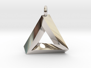 Penrose Triangle - Pendant (3.5cm | 3.5mm O-Ring) in Rhodium Plated Brass