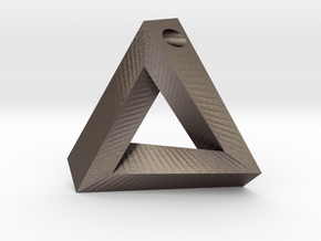 Penrose Triangle - Pendant (3.5cm | 3mm hole) in Polished Bronzed Silver Steel