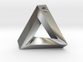 Penrose Triangle - Pendant (3.5cm | 3mm hole) in Natural Silver