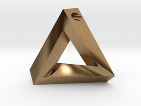 Penrose Triangle - Pendant (3.5cm | 3mm hole) in Natural Brass