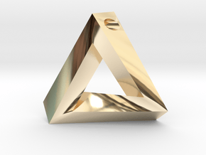 Penrose Triangle - Pendant (3.5cm | 3mm hole) in 14k Gold Plated Brass
