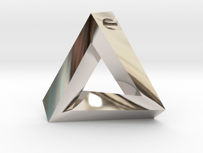 Penrose Triangle - Pendant (3.5cm | 3mm hole) in Rhodium Plated Brass