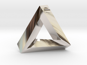 Penrose Triangle - Pendant (3.5cm | 3.5mm hole) in Rhodium Plated Brass