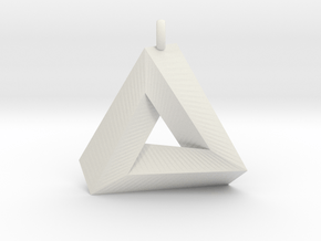 Penrose Triangle - Pendant (3cm | 2.5mm O-Ring) in White Natural Versatile Plastic
