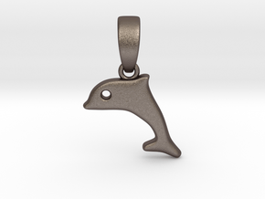 Dolphin Pendant in Polished Bronzed Silver Steel