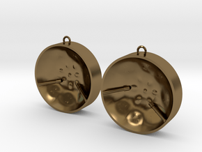 Double Tenor "damntingself" earrings, L in Polished Bronze