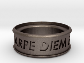 Carpe Diem Ring 5 Inch Diameter in Polished Bronzed Silver Steel