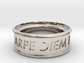 Carpe Diem Ring 5 Inch Diameter in Rhodium Plated Brass
