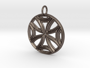 Ancient Cross Pendant in Polished Bronzed Silver Steel