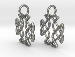 Celtic Square Cross earrings in Natural Silver
