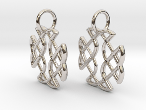 Celtic Square Cross earrings in Rhodium Plated Brass