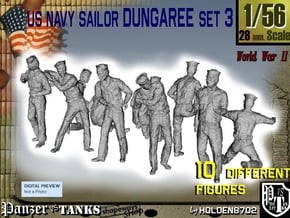 1-56 US Navy Dungaree Set 3 in Tan Fine Detail Plastic