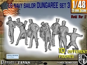 1-48 US Navy Dungaree Set 3 in Tan Fine Detail Plastic