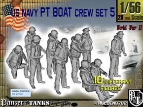 1-56 US Navy PT Boat Crew Set5 in Tan Fine Detail Plastic