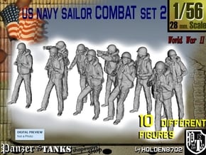 1-56 US Navy Sailors Combat SET 2 in Smooth Fine Detail Plastic