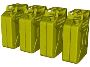 1/24 scale WWII Wehrmacht 20 lt fuel canisters x 4 in Clear Ultra Fine Detail Plastic