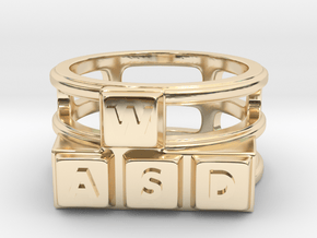 WASD Ring in 14k Gold Plated Brass: 8 / 56.75