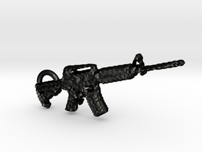 cool m4 carbine gun keyring in Matte Black Steel