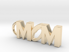 Mom Keychain Tag in 14K Yellow Gold