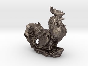 GARDEN ROOSTER in Polished Bronzed Silver Steel