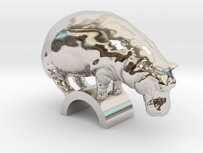Hippo in Rhodium Plated Brass