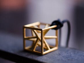 Star cube pendant in Polished Gold Steel