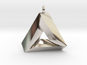 Penrose Triangle - Pendant (3cm | 2.5mm O-Ring) in Rhodium Plated Brass